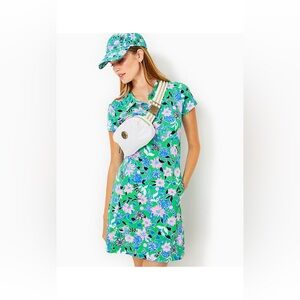 Lilly Pulitzer Frida Scallop Polo Dress Luxletic in Spearmint Golf Till You Drop